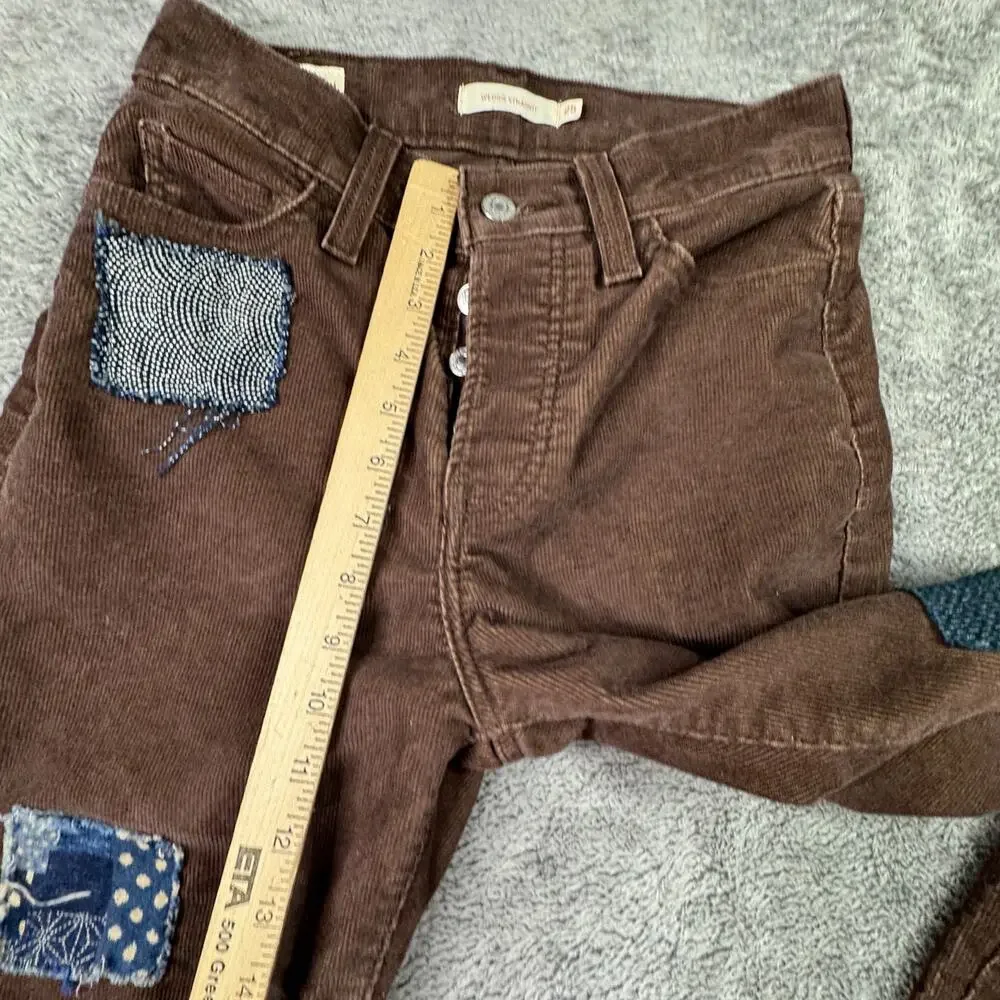 Levi’s PREMIUM WEDGIE STRAIGHT BIG E Hot Fudge Corduroy Pants Jeans Patchwork 25 - Picture 12 of 12
